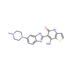 CN1CCN(c2ccc3nc(-c4c(N)c5sccc5[nH]c4=O)[nH]c3c2)CC1 ZINC001848441488