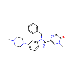 CN1CCN(c2ccc3nc(-c4cn(C)c(=O)cn4)n(Cc4ccccc4)c3c2)CC1 ZINC001772600617