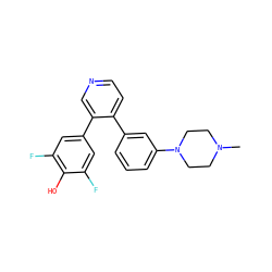 CN1CCN(c2cccc(-c3ccncc3-c3cc(F)c(O)c(F)c3)c2)CC1 ZINC000473086001