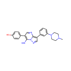 CN1CCN(c2cccc(-c3cnn4c(N)c(-c5ccc(O)cc5)cnc34)c2)CC1 ZINC000035847899