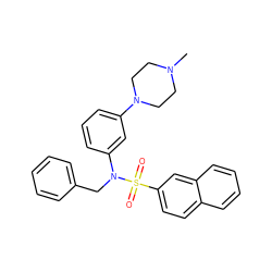 CN1CCN(c2cccc(N(Cc3ccccc3)S(=O)(=O)c3ccc4ccccc4c3)c2)CC1 ZINC000058583354