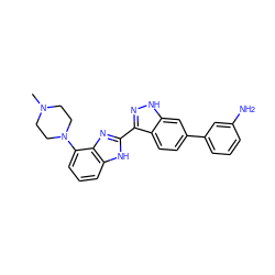 CN1CCN(c2cccc3[nH]c(-c4n[nH]c5cc(-c6cccc(N)c6)ccc45)nc23)CC1 ZINC000040936291