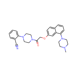 CN1CCN(c2cccc3ccc(OCC(=O)N4CCN(c5ccccc5C#N)CC4)cc23)CC1 ZINC000013606631