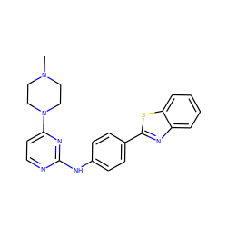 CN1CCN(c2ccnc(Nc3ccc(-c4nc5ccccc5s4)cc3)n2)CC1 ZINC000040863082