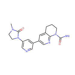 CN1CCN(c2cncc(-c3cnc4c(c3)CCCN4C(N)=O)c2)C1=O ZINC001772639189