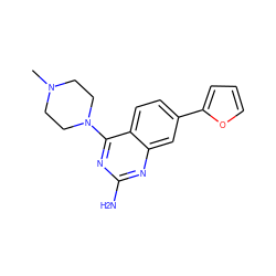 CN1CCN(c2nc(N)nc3cc(-c4ccco4)ccc23)CC1 ZINC000073223164