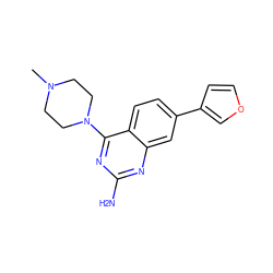 CN1CCN(c2nc(N)nc3cc(-c4ccoc4)ccc23)CC1 ZINC000073223159