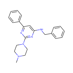 CN1CCN(c2nc(NCc3ccccc3)cc(-c3ccccc3)n2)CC1 ZINC000243849783