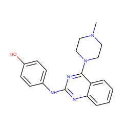 CN1CCN(c2nc(Nc3ccc(O)cc3)nc3ccccc23)CC1 ZINC000000250305