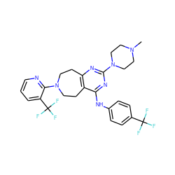 CN1CCN(c2nc3c(c(Nc4ccc(C(F)(F)F)cc4)n2)CCN(c2ncccc2C(F)(F)F)CC3)CC1 ZINC000066260040