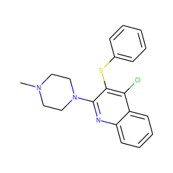 CN1CCN(c2nc3ccccc3c(Cl)c2Sc2ccccc2)CC1 ZINC000036216439