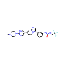 CN1CCN(c2ncc(-c3ccn4c(-c5cccc(NC(=O)NCC(F)(F)F)c5)cnc4c3)cn2)CC1 ZINC000139536476