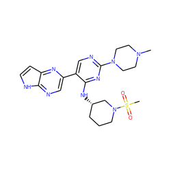 CN1CCN(c2ncc(-c3cnc4[nH]ccc4n3)c(N[C@H]3CCCN(S(C)(=O)=O)C3)n2)CC1 ZINC000168502304