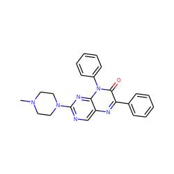 CN1CCN(c2ncc3nc(-c4ccccc4)c(=O)n(-c4ccccc4)c3n2)CC1 ZINC000004238493