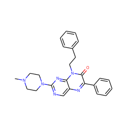 CN1CCN(c2ncc3nc(-c4ccccc4)c(=O)n(CCc4ccccc4)c3n2)CC1 ZINC000004238887