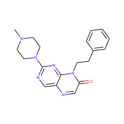 CN1CCN(c2ncc3ncc(=O)n(CCc4ccccc4)c3n2)CC1 ZINC000004238939