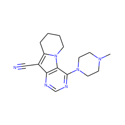 CN1CCN(c2ncnc3c(C#N)c4n(c23)CCCC4)CC1 ZINC000038684281