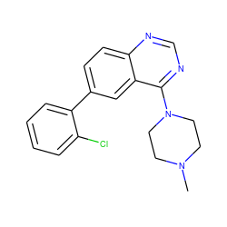 CN1CCN(c2ncnc3ccc(-c4ccccc4Cl)cc23)CC1 ZINC000004265207