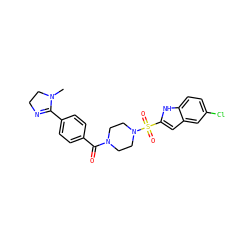 CN1CCN=C1c1ccc(C(=O)N2CCN(S(=O)(=O)c3cc4cc(Cl)ccc4[nH]3)CC2)cc1 ZINC000026178549