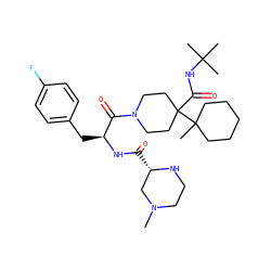 CN1CCN[C@@H](C(=O)N[C@@H](Cc2ccc(F)cc2)C(=O)N2CCC(C(=O)NC(C)(C)C)(C3(C)CCCCC3)CC2)C1 ZINC000028949911