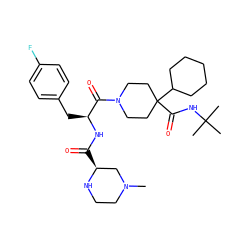 CN1CCN[C@@H](C(=O)N[C@@H](Cc2ccc(F)cc2)C(=O)N2CCC(C(=O)NC(C)(C)C)(C3CCCCC3)CC2)C1 ZINC000028949897