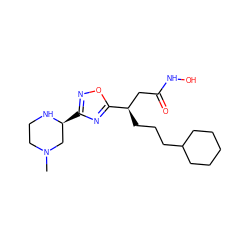 CN1CCN[C@@H](c2noc([C@H](CCCC3CCCCC3)CC(=O)NO)n2)C1 ZINC000028701833