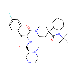 CN1CCNC[C@H]1C(=O)N[C@H](Cc1ccc(F)cc1)C(=O)N1CCC(C(=O)NC(C)(C)C)(C2CCCCC2)CC1 ZINC000028348044