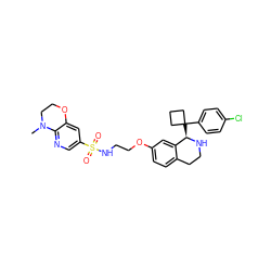 CN1CCOc2cc(S(=O)(=O)NCCOc3ccc4c(c3)[C@@H](C3(c5ccc(Cl)cc5)CCC3)NCC4)cnc21 ZINC000114980479