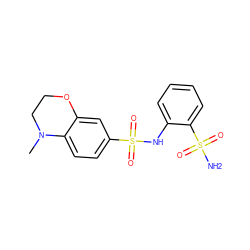 CN1CCOc2cc(S(=O)(=O)Nc3ccccc3S(N)(=O)=O)ccc21 ZINC000146570378