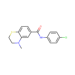 CN1CCSc2ccc(C(=O)Nc3ccc(Cl)cc3)cc21 ZINC000003030570