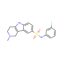 CN1CCc2[nH]c3ccc(S(=O)(=O)Nc4cccc(F)c4)cc3c2C1 ZINC000049089135