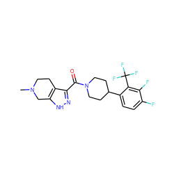 CN1CCc2c(C(=O)N3CCC(c4ccc(F)c(F)c4C(F)(F)F)CC3)n[nH]c2C1 ZINC001772577380