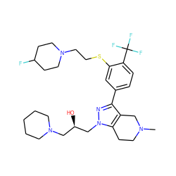 CN1CCc2c(c(-c3ccc(C(F)(F)F)c(SCCN4CCC(F)CC4)c3)nn2C[C@H](O)CN2CCCCC2)C1 ZINC000049781327