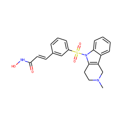 CN1CCc2c(c3ccccc3n2S(=O)(=O)c2cccc(/C=C/C(=O)NO)c2)C1 ZINC001772654182