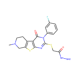 CN1CCc2c(sc3nc(SCC(=O)NN)n(-c4cccc(F)c4)c(=O)c23)C1 ZINC000028349899