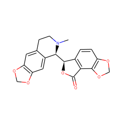 CN1CCc2cc3c(cc2[C@@H]1[C@@H]1OC(=O)c2c1ccc1c2OCO1)OCO3 ZINC000019899010