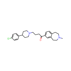 CN1CCc2ccc(C(=O)CCCN3CCC(c4ccc(Cl)cc4)CC3)cc2CC1 ZINC000073164634