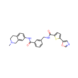 CN1CCc2ccc(NC(=O)c3cccc(CNC(=O)c4ccc(-c5cnco5)s4)c3)cc2C1 ZINC000167957620