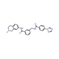 CN1CCc2ccc(NC(=O)c3cccc(CNC(=O)c4ccc(-n5cncn5)cc4)c3)cc2C1 ZINC000113584436