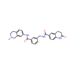 CN1CCc2ccc(NC(=O)c3cccc(CNC(=O)c4ccc5c(c4)CCC(=O)N5)c3)cc2C1 ZINC000167972413