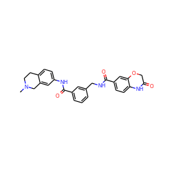 CN1CCc2ccc(NC(=O)c3cccc(CNC(=O)c4ccc5c(c4)OCC(=O)N5)c3)cc2C1 ZINC000167972297