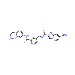 CN1CCc2ccc(NC(=O)c3cccc(CNC(=O)c4cn5ccc(C#N)cc5n4)c3)cc2C1 ZINC000167951939