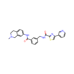 CN1CCc2ccc(NC(=O)c3cccc(CNC(=O)c4nc(-c5cccnc5)cs4)c3)cc2C1 ZINC000167974615