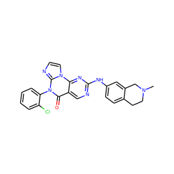 CN1CCc2ccc(Nc3ncc4c(=O)n(-c5ccccc5Cl)c5nccn5c4n3)cc2C1 ZINC000144000492