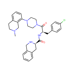 CN1CCc2cccc(N3CCN(C(=O)[C@@H](Cc4ccc(Cl)cc4)NC(=O)[C@H]4Cc5ccccc5CN4)CC3)c2C1 ZINC000028528043