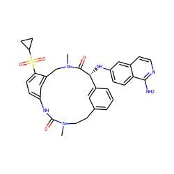 CN1CCc2cccc(c2)[C@@H](Nc2ccc3c(N)nccc3c2)C(=O)N(C)Cc2cc(ccc2S(=O)(=O)C2CC2)NC1=O ZINC000221850119