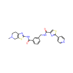 CN1CCc2nc(NC(=O)c3cccc(CNC(=O)c4csc(-c5ccncc5)n4)c3)sc2C1 ZINC000167952447