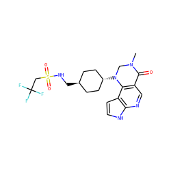 CN1CN([C@H]2CC[C@H](CNS(=O)(=O)CC(F)(F)F)CC2)c2c(cnc3[nH]ccc23)C1=O ZINC001772614043