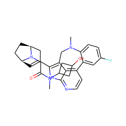 CN1Cc2c(C3=C[C@H]4CC[C@@H](C3)N4CC(=O)N(C)C3CC(O)C3)[nH]c3nccc(c23)-c2cc(F)ccc21 ZINC001772647480