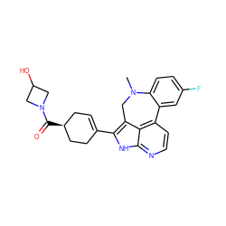 CN1Cc2c(C3=CC[C@H](C(=O)N4CC(O)C4)CC3)[nH]c3nccc(c23)-c2cc(F)ccc21 ZINC001772624678